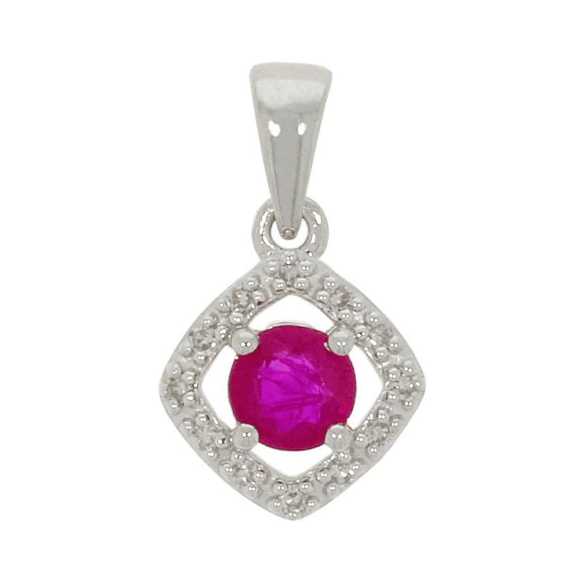 Necklaces & Pendants | Womens 9ct White Gold Ruby and Diamond Pendant 9ct White Gold Necklaces & Pendants