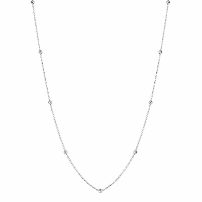 Necklaces & Pendants | Womens 9ct White Gold Station Ball Necklace 9ct White Gold Necklaces & Pendants