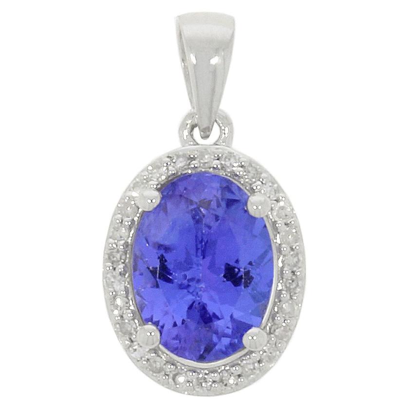 Necklaces & Pendants | Womens 9ct White Gold Tanzanite and Diamond Pendant 9ct White Gold Necklaces & Pendants