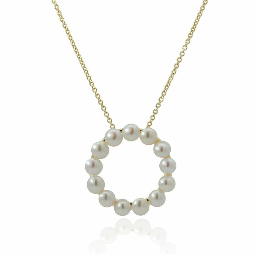 Necklaces & Pendants | Womens 9ct Yellow Gold Circle Pearl Necklace 9ct Yellow Gold Necklaces & Pendants