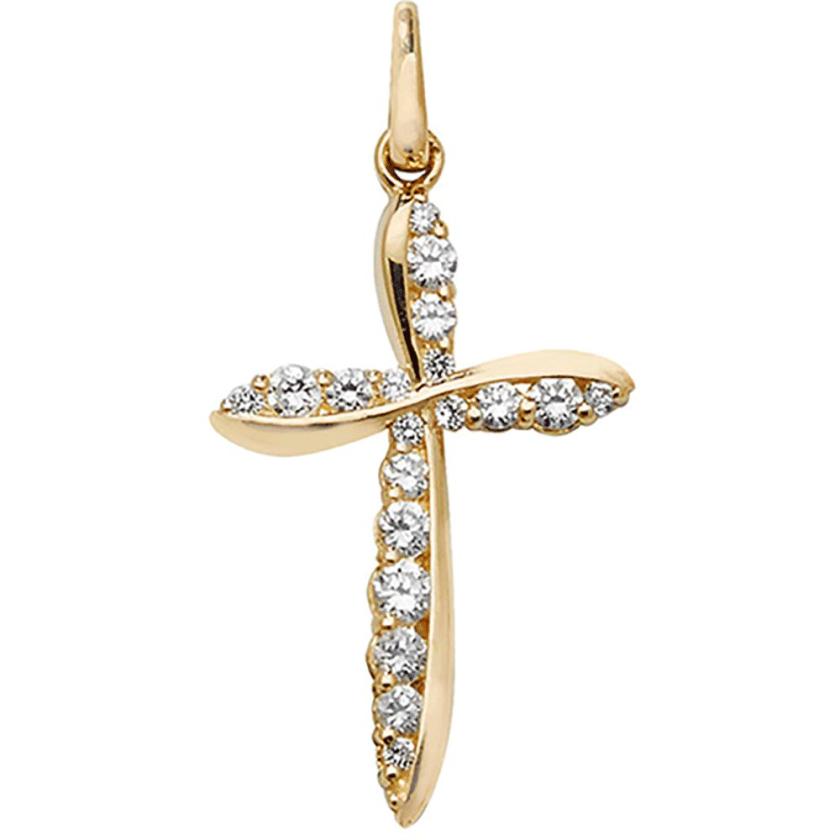 Necklaces & Pendants | Womens 9ct Yellow Gold Cubic Zirconia Cross Pendant 9ct Yellow Gold Necklaces & Pendants