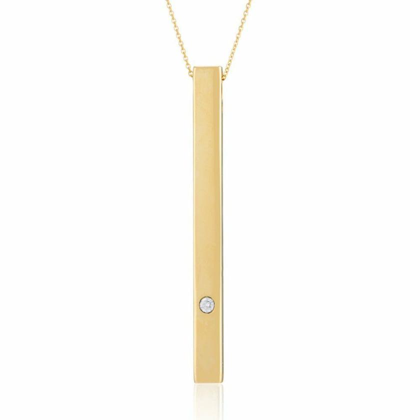 Necklaces & Pendants | Womens 9ct Yellow Gold Diamond Bar Necklace 9ct Yellow Gold Necklaces & Pendants