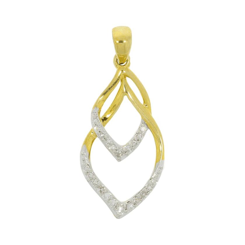 Necklaces & Pendants | Womens 9ct Yellow Gold Double Drop Diamond Pendant 9ct Yellow Gold Necklaces & Pendants