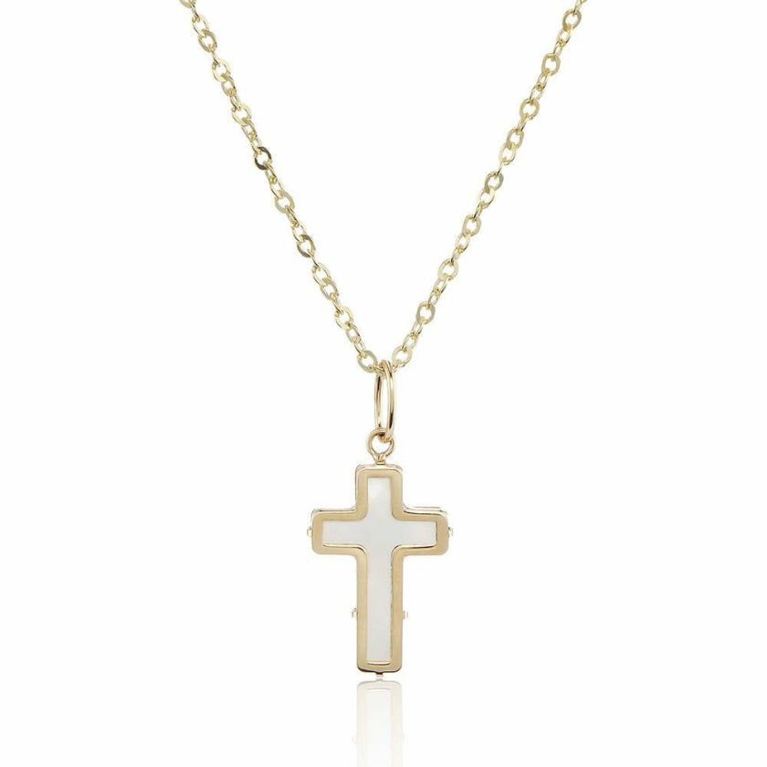 Necklaces & Pendants | Womens 9ct Yellow Gold Mother of Pearl Cross Necklace 9ct Yellow Gold Necklaces & Pendants