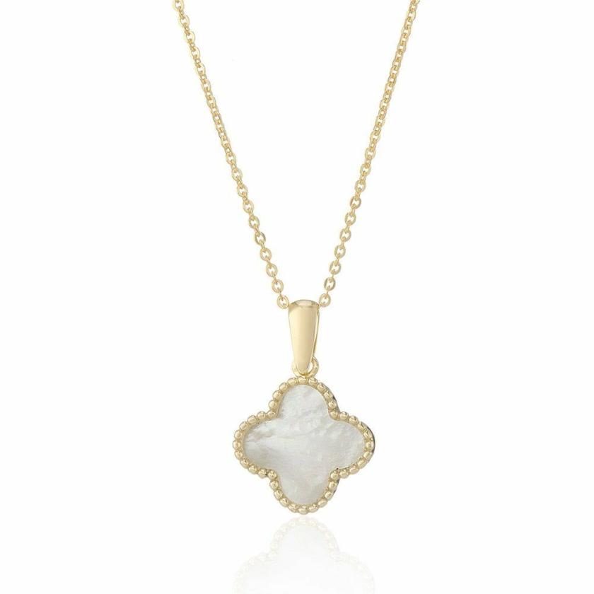 Necklaces & Pendants | Womens 9ct Yellow Gold Mother of Pearl Flower Necklace 9ct Yellow Gold Necklaces & Pendants