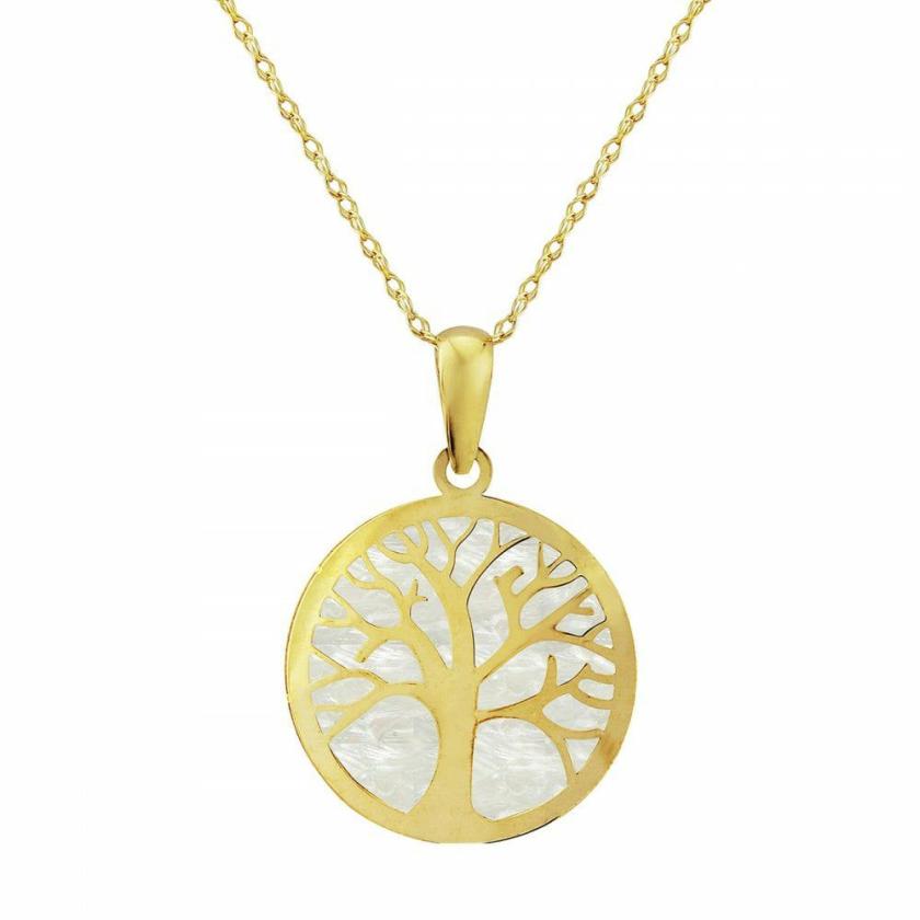 Necklaces & Pendants | Womens 9ct Yellow Gold Mother Of Pearl Tree Of Life Necklace 9ct Yellow Gold Necklaces & Pendants