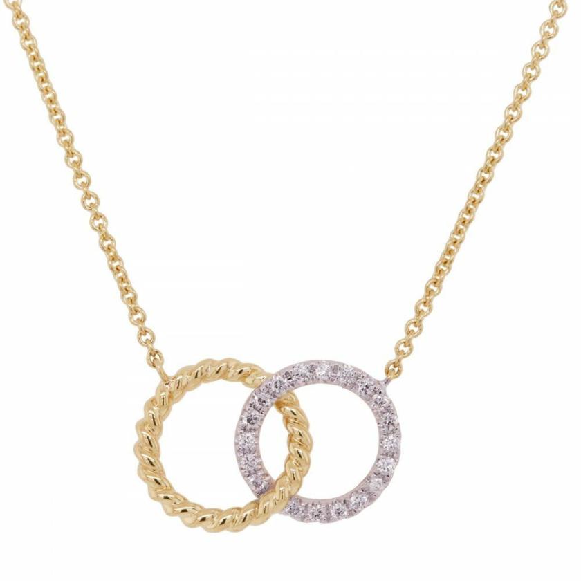 Necklaces & Pendants | Womens 9ct Yellow Rope & White Gold Diamond Interlinked Necklace 9ct Yellow Gold Necklaces & Pendants