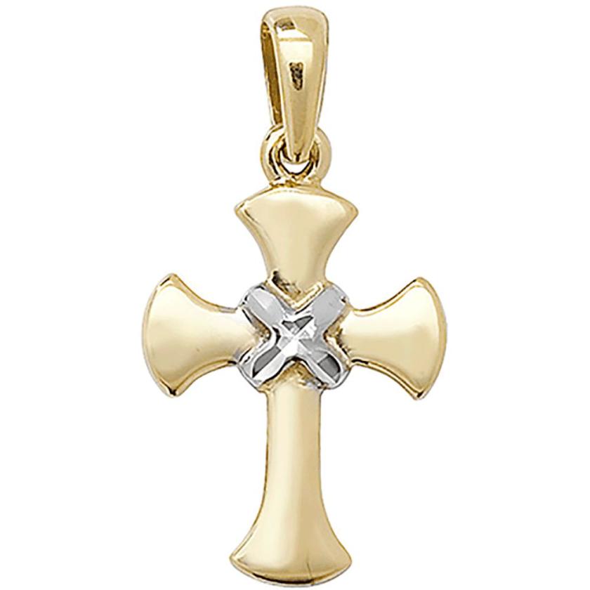 Necklaces & Pendants | Womens 9ct Yellow & White Gold Cross Pendant 9ct White Gold Necklaces & Pendants