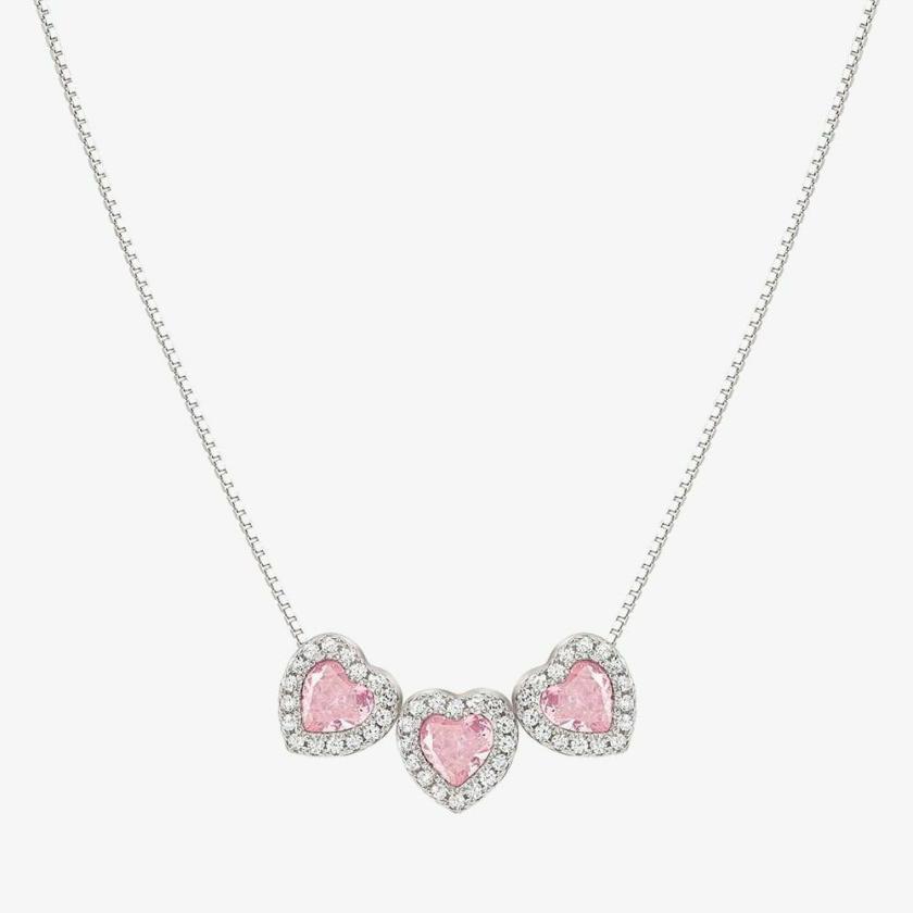 Necklaces & Pendants | Womens ALL MY LOVE Pink Stone Triple Heart Necklace Jewellery Type Necklaces & Pendants