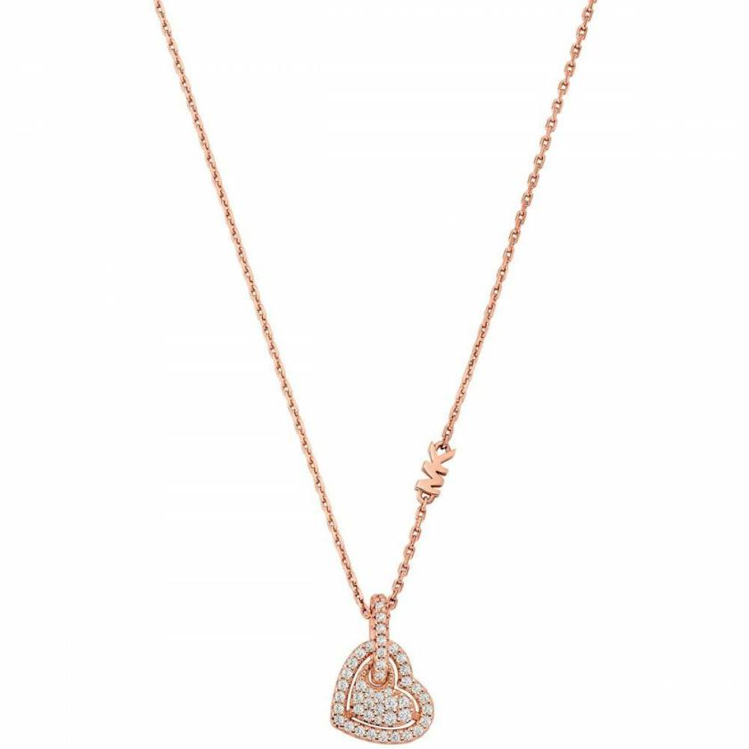 Necklaces & Pendants | Womens Ladies Premium Stone Set Rose Gold Heart Necklace Jewellery Type Necklaces & Pendants