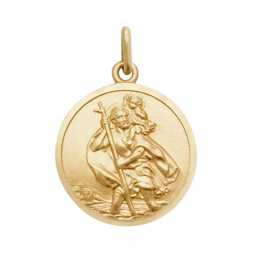 Necklaces & Pendants | Womens Large 9ct Gold (2cm) Round St Christopher 9ct Yellow Gold Necklaces & Pendants