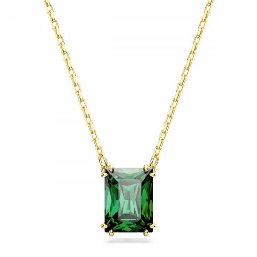 Necklaces & Pendants | Womens Matrix Rectangular Cut Gold Toned Green Stone Set Necklace Jewellery Type Necklaces & Pendants