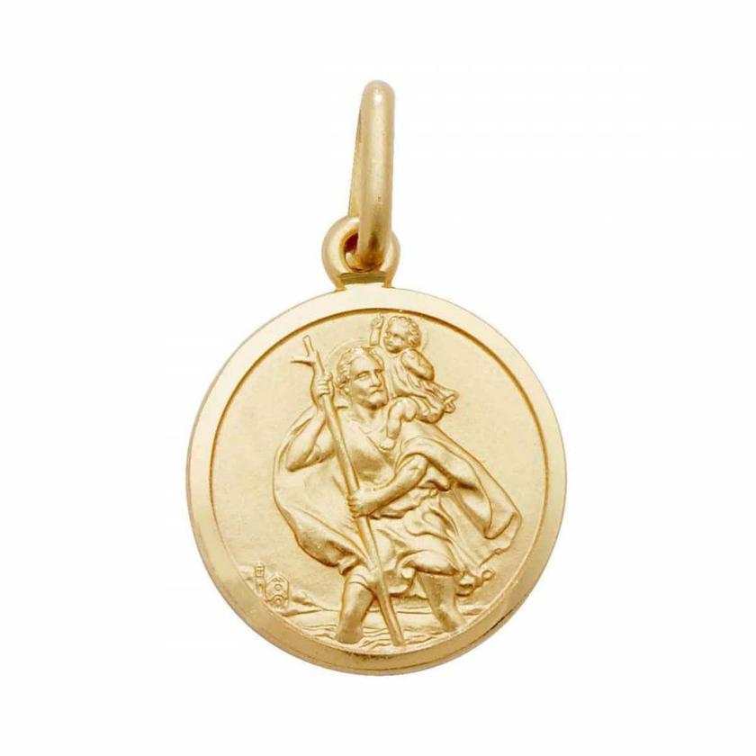 Necklaces & Pendants | Womens Medium 9ct Gold (1.5cm) Round St Christopher 9ct Yellow Gold Necklaces & Pendants