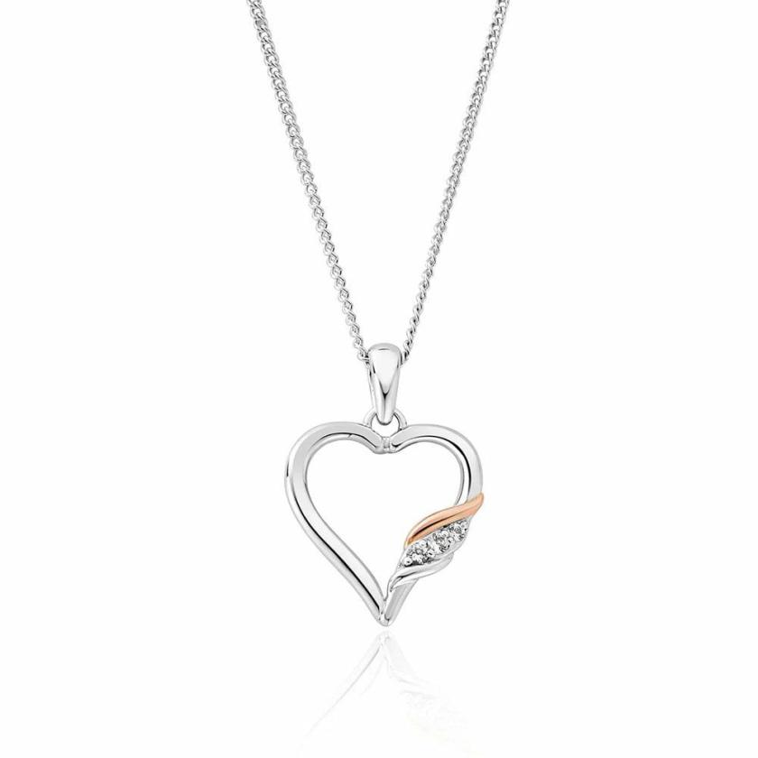 Necklaces & Pendants | Womens Past, Present Future Silver Heart Necklace 9ct Rose Gold Necklaces & Pendants