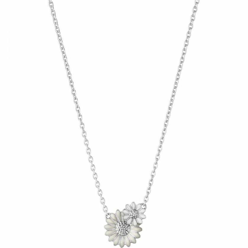 Necklaces & Pendants | Womens Silver and White Enamel Daisy Necklace Jewellery Type Necklaces & Pendants