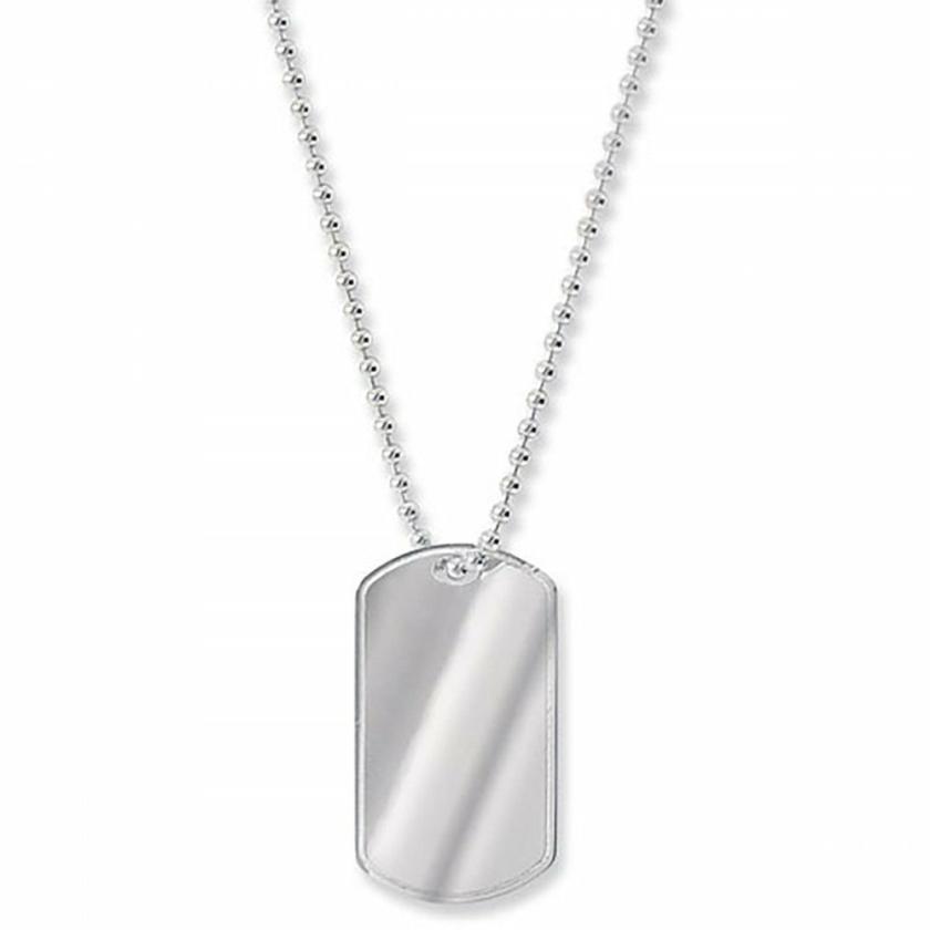 Necklaces & Pendants | Womens Silver Dog Tag With Beaded Chain Jewellery Type Necklaces & Pendants