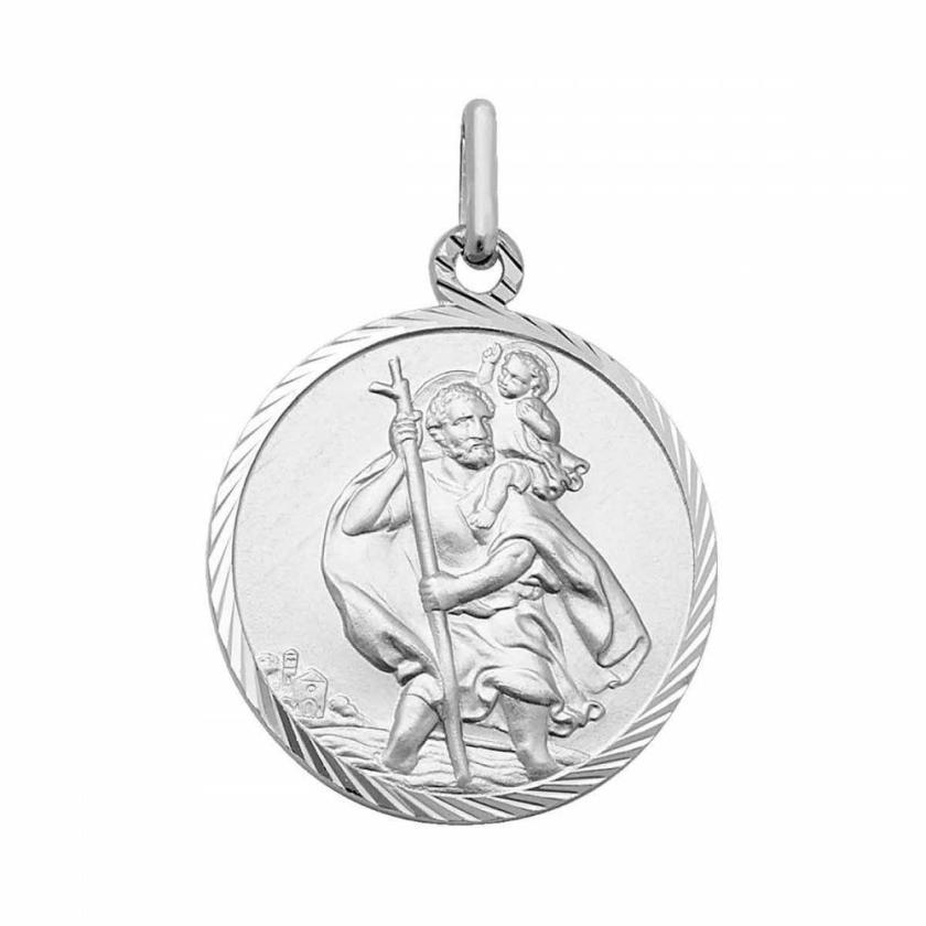 Necklaces & Pendants | Womens Silver Large (2cm) Round St Christopher Jewellery Type Necklaces & Pendants