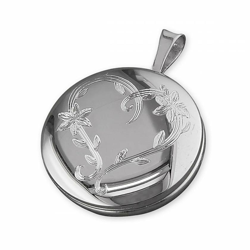 Necklaces & Pendants | Womens Silver Rhodium Plated Engraved Locket Jewellery Type Necklaces & Pendants