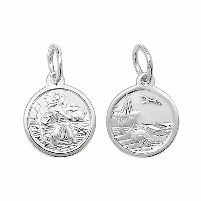 Necklaces & Pendants | Womens Silver Small (1.3cm) Double Sided St Christopher Jewellery Type Necklaces & Pendants