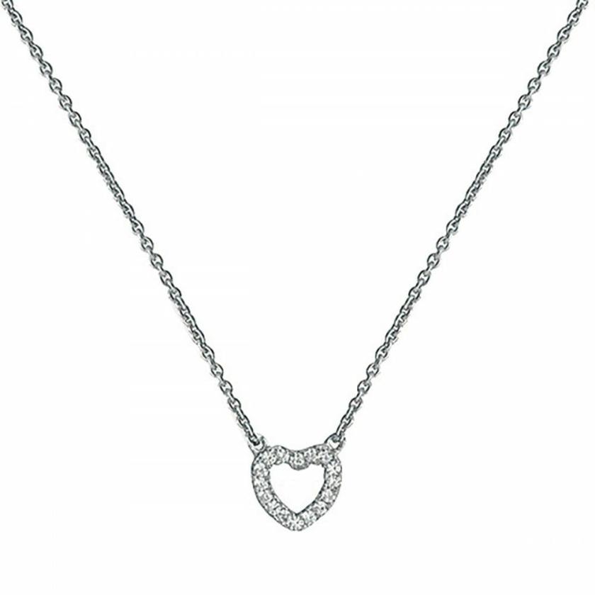 Necklaces & Pendants | Womens Silver Stone Set Open Heart Necklace Jewellery Type Necklaces & Pendants