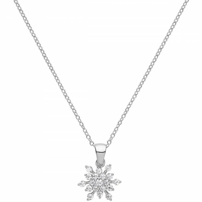 Necklaces & Pendants | Womens Silver Stone Set Snowflake Necklace Jewellery Type Necklaces & Pendants