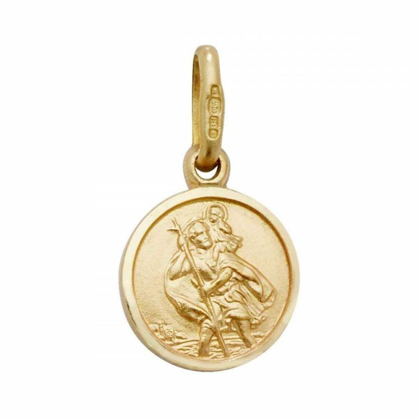 Necklaces & Pendants | Womens Small 9ct Gold (1cm) Round St Christopher 9ct Yellow Gold Necklaces & Pendants