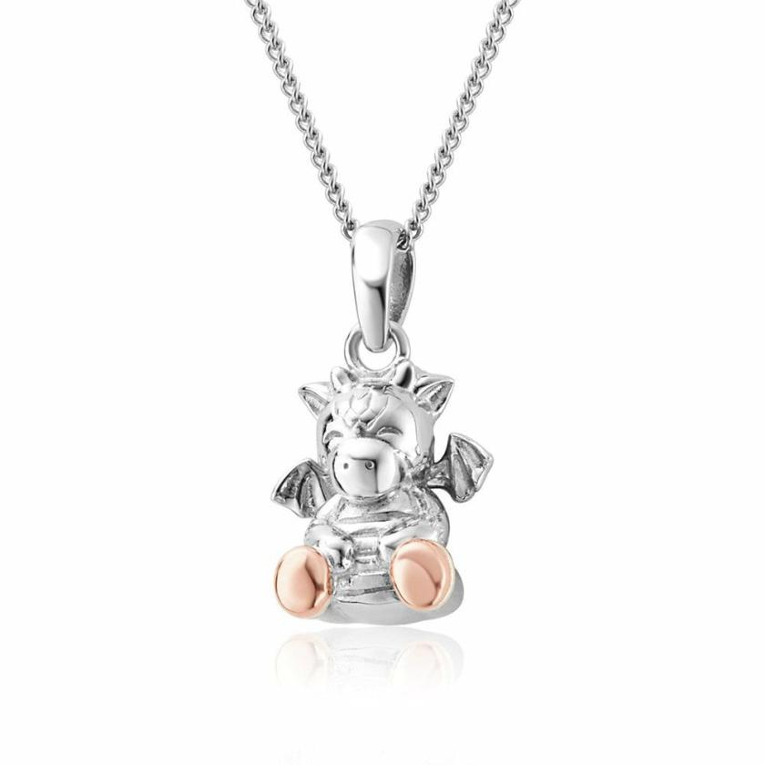 Necklaces & Pendants | Womens Sterling Silver and 9ct Gold Dragon Necklace 9ct Rose Gold Necklaces & Pendants