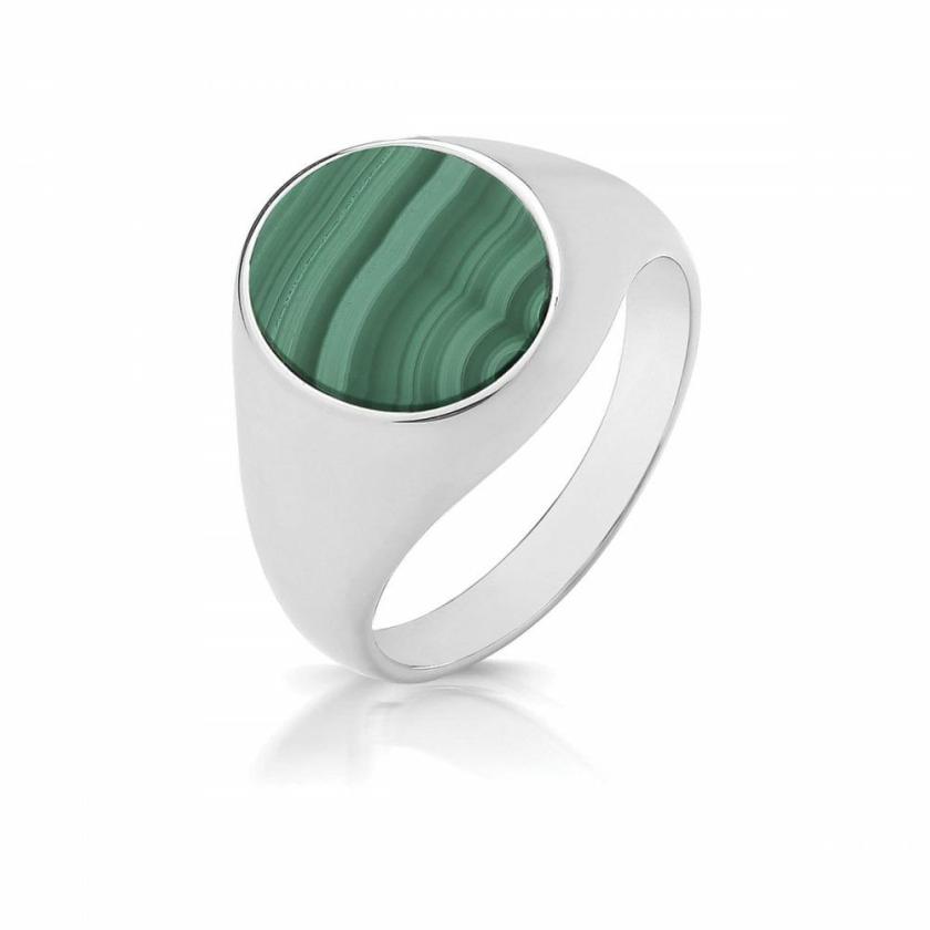 Rings | Large Triple Plated Oval Malachite Signet Ring Jewellery Type Rings