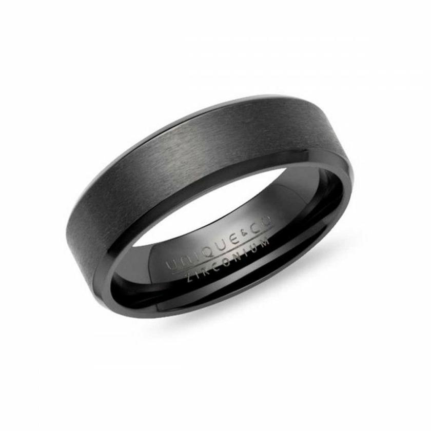 Rings | Mens Black Plated Zirconium 7mm Matte Band Ring Jewellery Type Mens