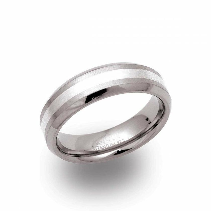 Rings | Mens Gent’s Titanium 6.5mm Silver Inlay Band Ring Jewellery Type Mens