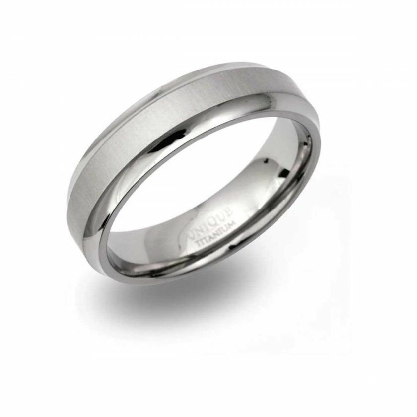 Rings | Mens Gents Titanium Brushed Centre 6mm Polished Band Ring Jewellery Type Mens