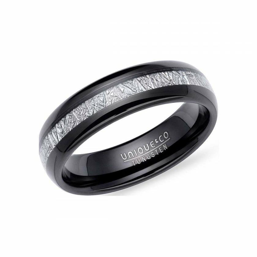 Rings | Mens Gent’s Tungsten Carbide Black Meteorite Ring Jewellery Type Mens