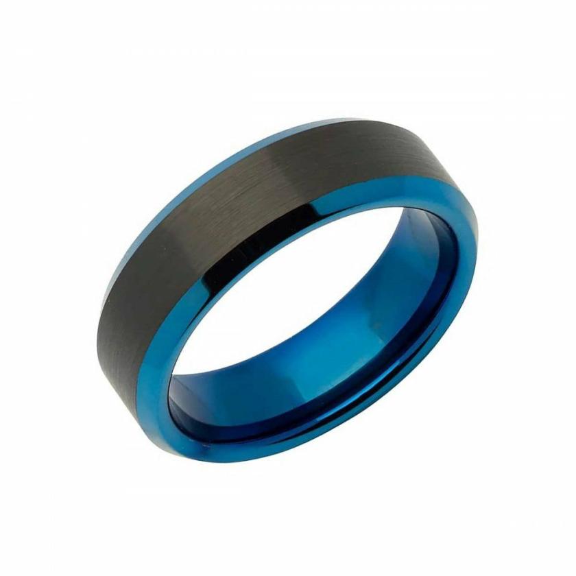 Rings | Mens Gent’s Tungsten Carbide Blue & Black IP Plated 7mm Ring Jewellery Type Mens