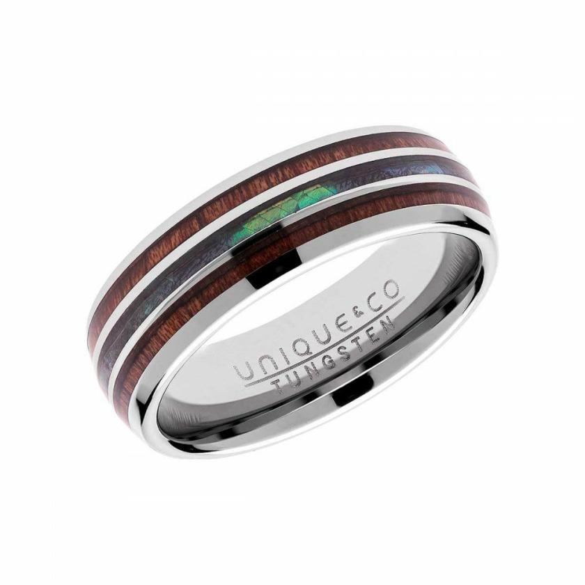 Rings | Mens Tungsten Carbide Abalone Shell Inlay Ring Jewellery Type Mens