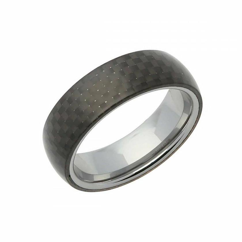 Rings | Mens Tungsten Carbide Black Carbon Fibre 7mm Ring Jewellery Type Mens