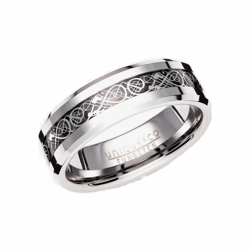 Rings | Mens Tungsten Carbide Black Carbon Fibre Patterned 7mm Ring Jewellery Type Mens