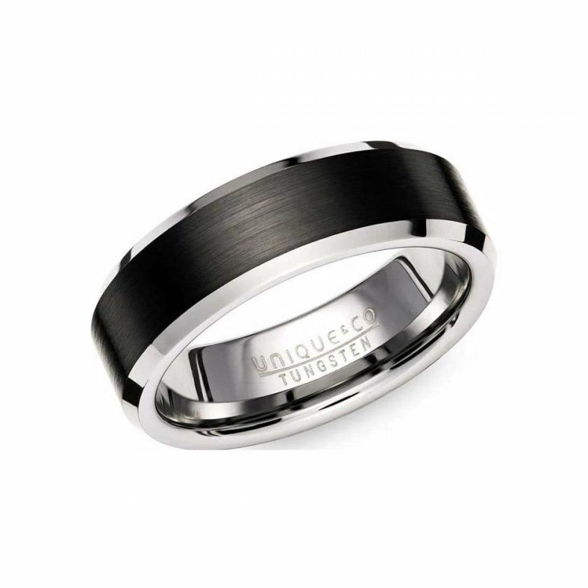 Rings | Mens Tungsten Carbide Black IP Plated 7mm Ring Jewellery Type Mens