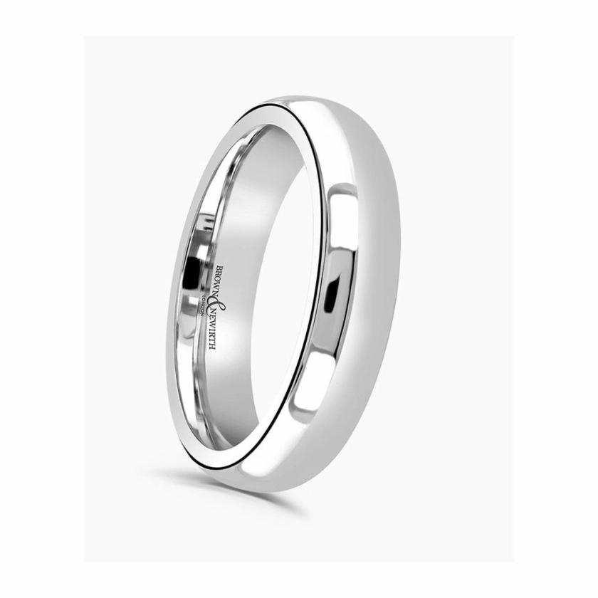 Rings | Mens/Womens Modern ‘D’ Shaped Wedding Ring 18ct White Gold Mens