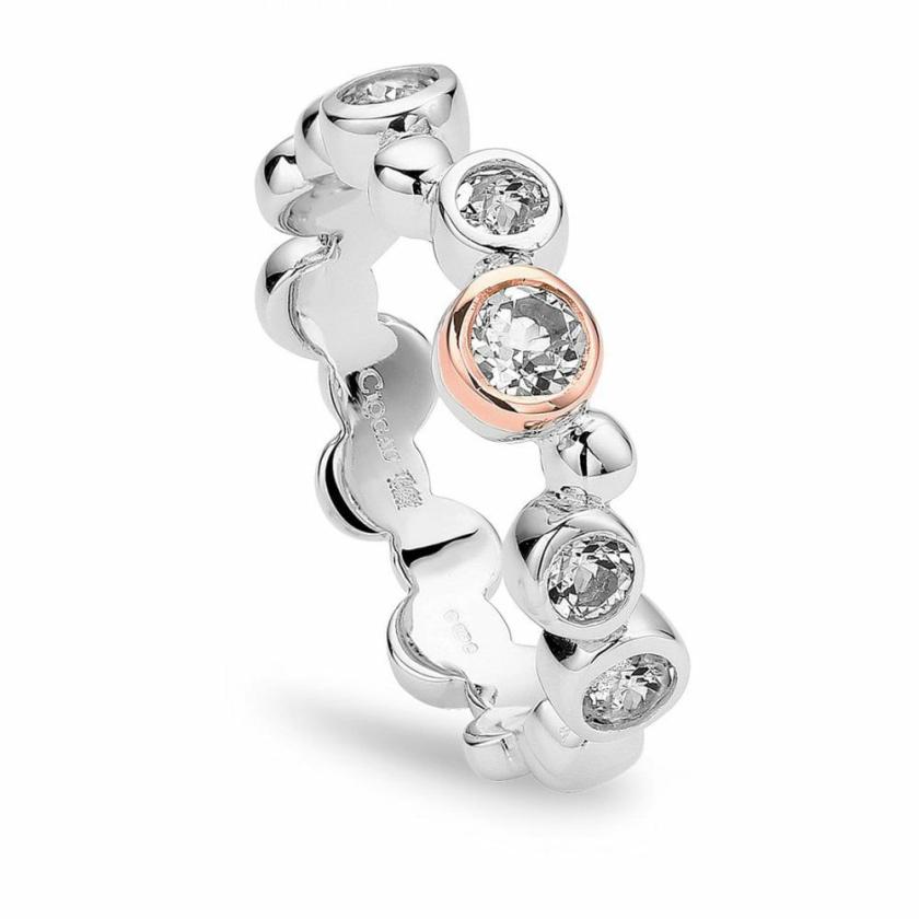 Rings | Silver & Rose Celebration Stone Set Ring 9ct Rose Gold Rings