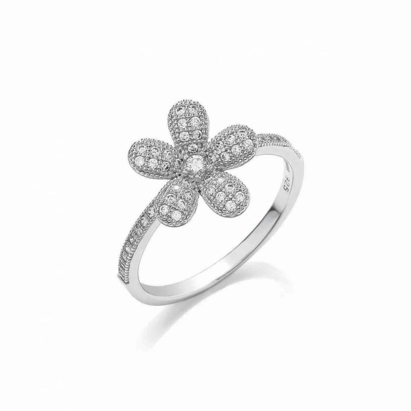 Rings | Sterling Silver and Micro Pave Daisy Ring Jewellery Type Rings