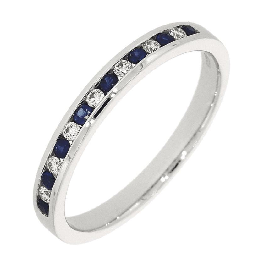 Rings | Womens 18ct Gold 0.16ct Sapphire & Diamond Eternity Ring 18ct White Gold Rings