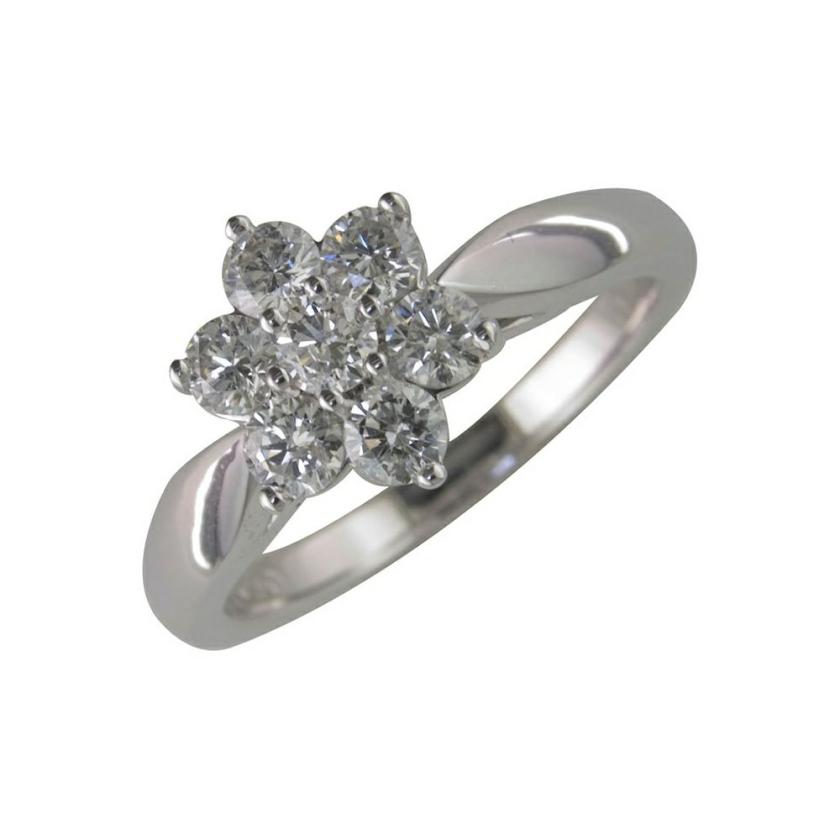 Rings | Womens 18ct White Gold 0.50ct Diamond Flower Cluster Ring Diamond Jewellery Rings