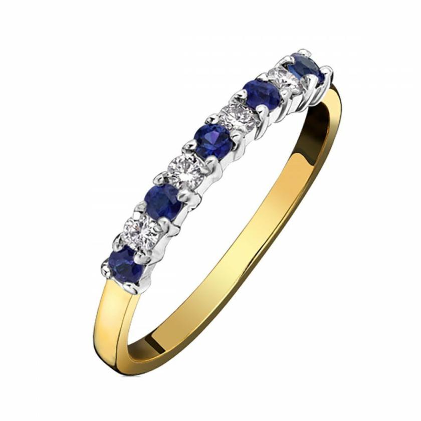 Rings | Womens 18ct Yellow Gold Diamond & Sapphire Nine Stone Ring 18ct Yellow Gold Rings