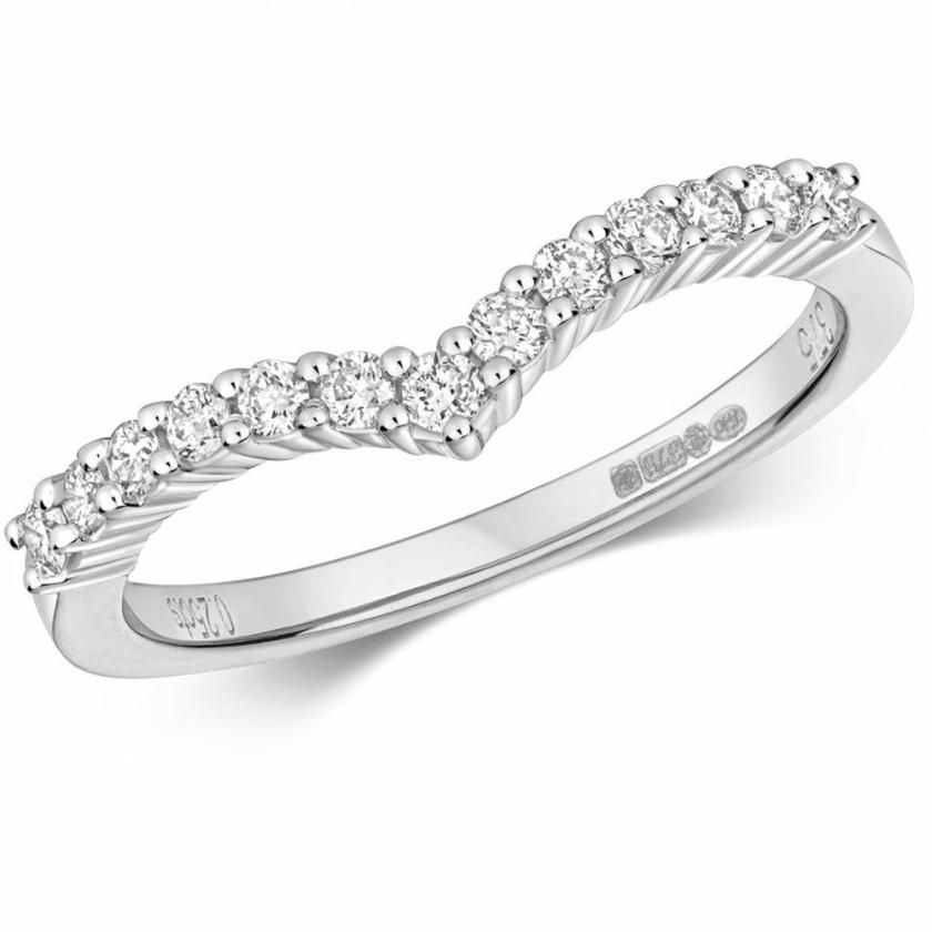 Rings | Womens 9ct Gold 0.25ct Diamond Set Wishbone Ring 9ct White Gold Rings