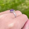 Rings | Womens 9ct Gold Amethyst and Diamond Oval Cluster 9ct White Gold Rings