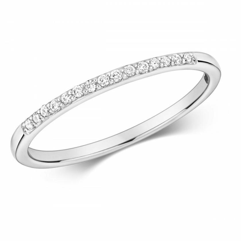 Rings | Womens 9ct Gold Grain Set Half Diamond Eternity Ring 9ct White Gold Rings