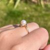 Rings | Womens 9ct Gold Pearl & Diamond Twist Ring 9ct Yellow Gold Rings