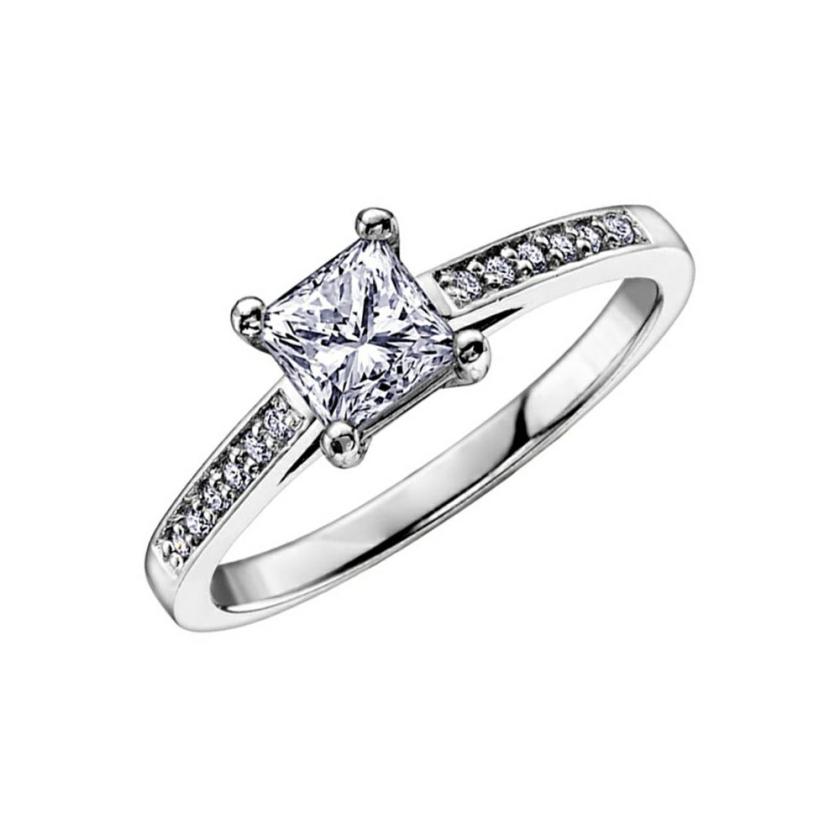 Rings | Womens 9ct White Gold 0.25ct Princess Cut Diamond Ring 9ct White Gold Rings