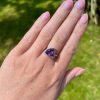 Rings | Womens 9ct White Gold Diamond and Amethyst Traingular Ring 9ct White Gold Rings