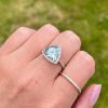 Rings | Womens 9ct White Gold Diamond and Blue Topaz Triangular Ring 9ct White Gold Rings